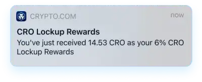 Pop-up notification from the Stakings-Crypto.com App that tells you your staking rewards